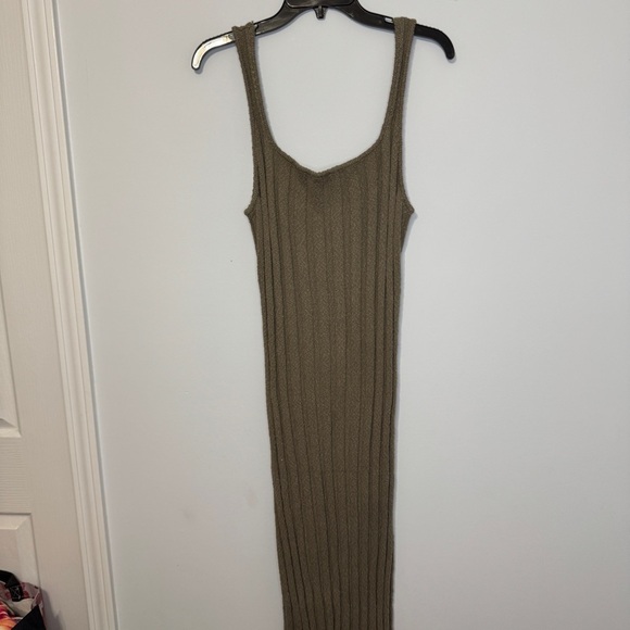 FP Beach by Free People Ribbed Knit Maxi Dress Tan Brown Sleeveless Bodycon L - Picture 4 of 11